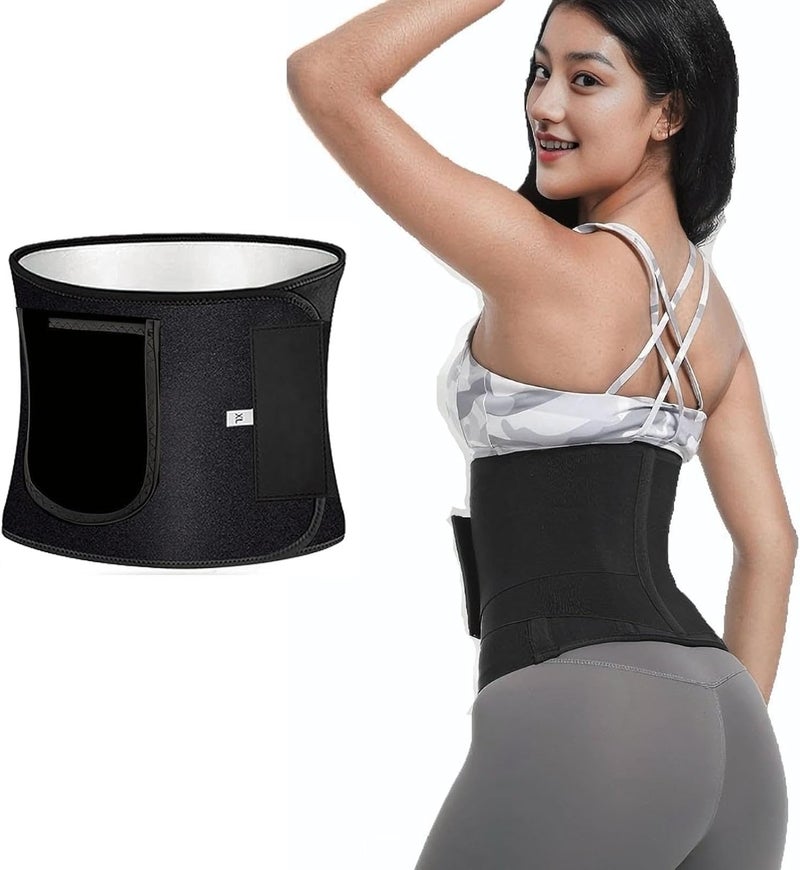 MGHLKF Waist Trainer for Women Lower Belly Fat, Elastic Sweat Band for Stomach Weight Loss, Waist Trimmer Better Heat Retention to Sweat More, Increase Core Stability for Workout Black - Image 1